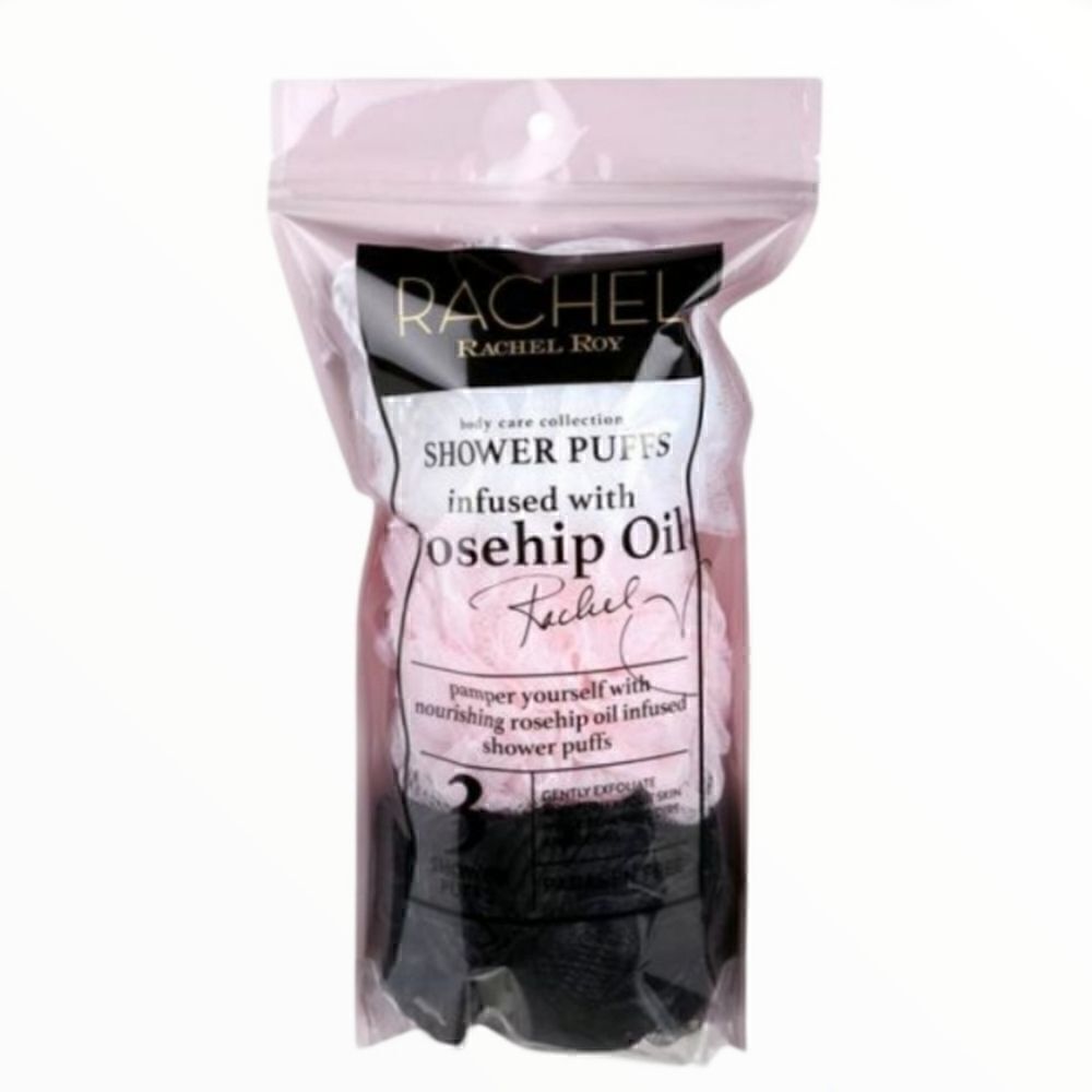 NIP RACHEL ROY ROSEHIP OIL INFUSED PARABEN FREE SHOWER PUFFS 3 PACK